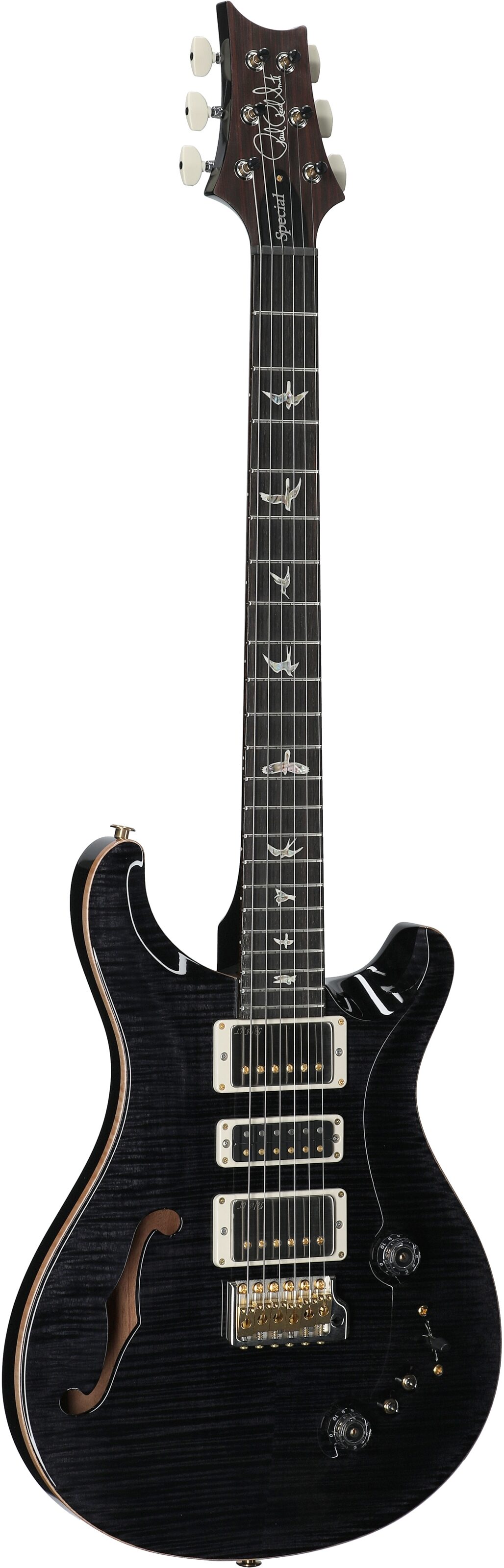 PRS Paul Reed Smith Special Semi-Hollow LTD 10-Top Electric Guitar (with Case), Gray Black, Serial Number 0378815, Body Left Front