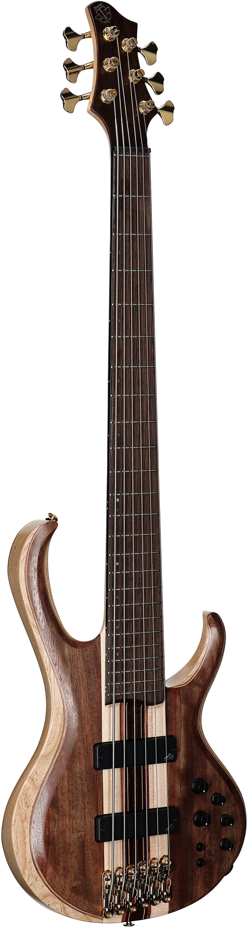 Ibanez BTB1836 Premium Electric Bass, 6-String (with Gig Bag), Natural Shadow, Serial Number 241010036, Body Left Front