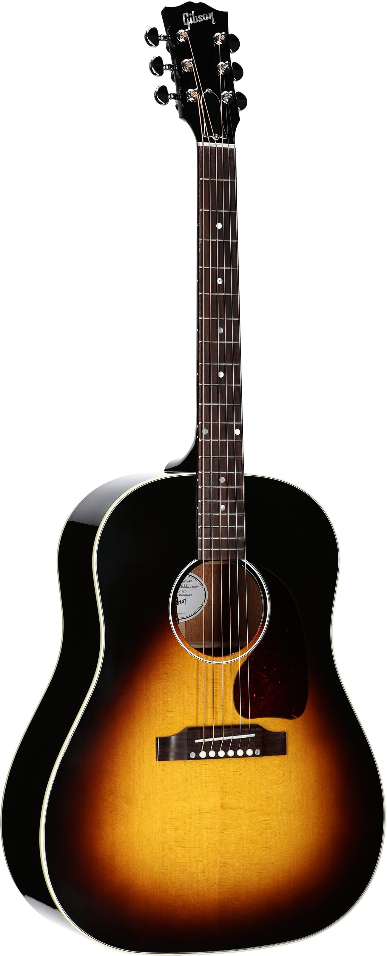 Gibson J-45 Standard Acoustic-Electric Guitar (with Case), Vintage Sunburst, Serial Number 23044154, Body Left Front