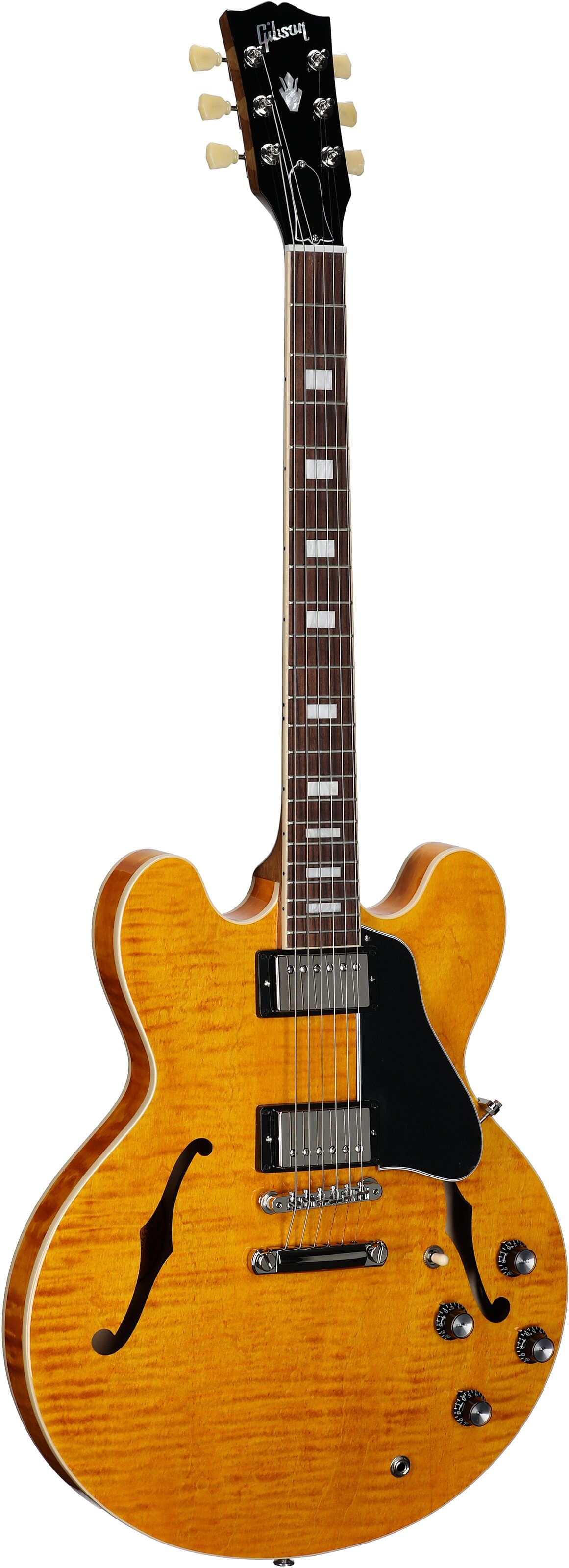 Gibson ES-335 Figured Electric Guitar (with Case), Honey Amber, Serial Number 232540202, Body Left Front