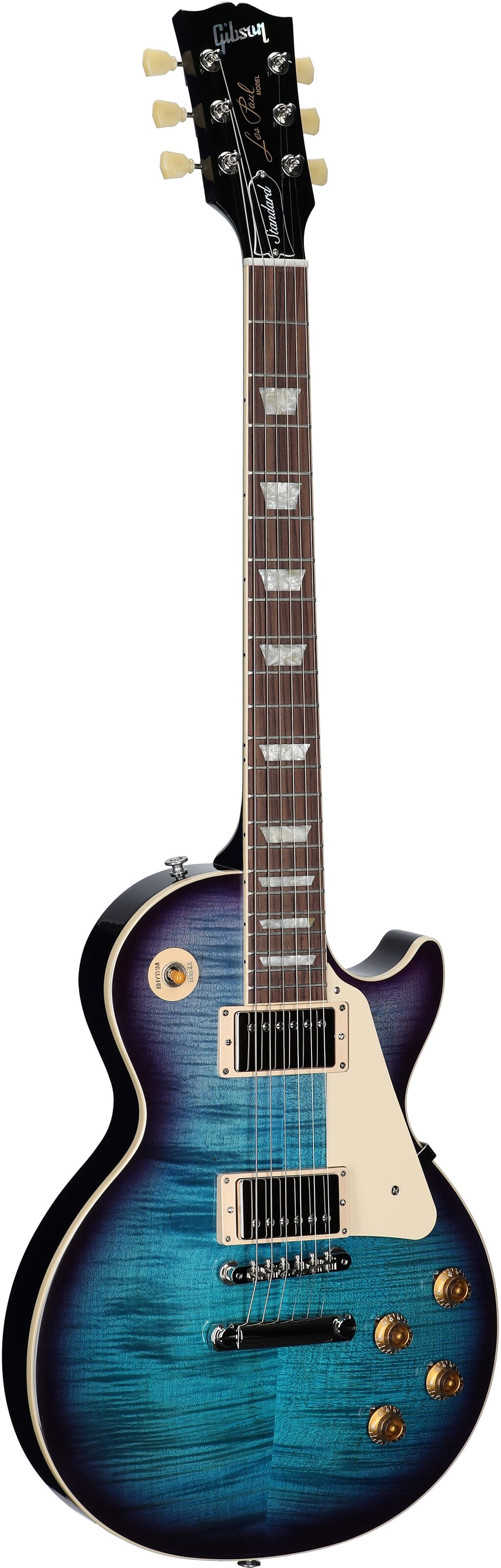 Gibson Les Paul Standard 50s Custom Color Electric Guitar, Figured Top (with Case), Blueberry Burst, Serial Number 226830269, Body Left Front