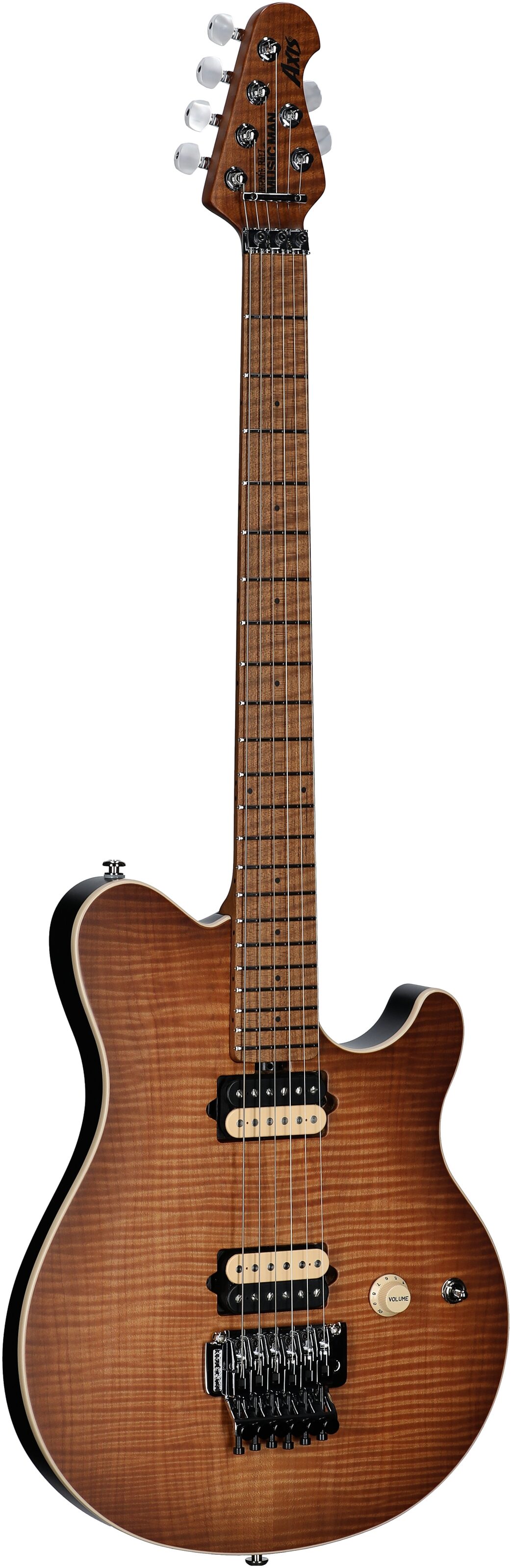 Ernie Ball Music Man Axis Electric Guitar (with Mono Gig Bag), Honey Pot Flame, with Mono Bag, Serial Number H08424, Body Left Front