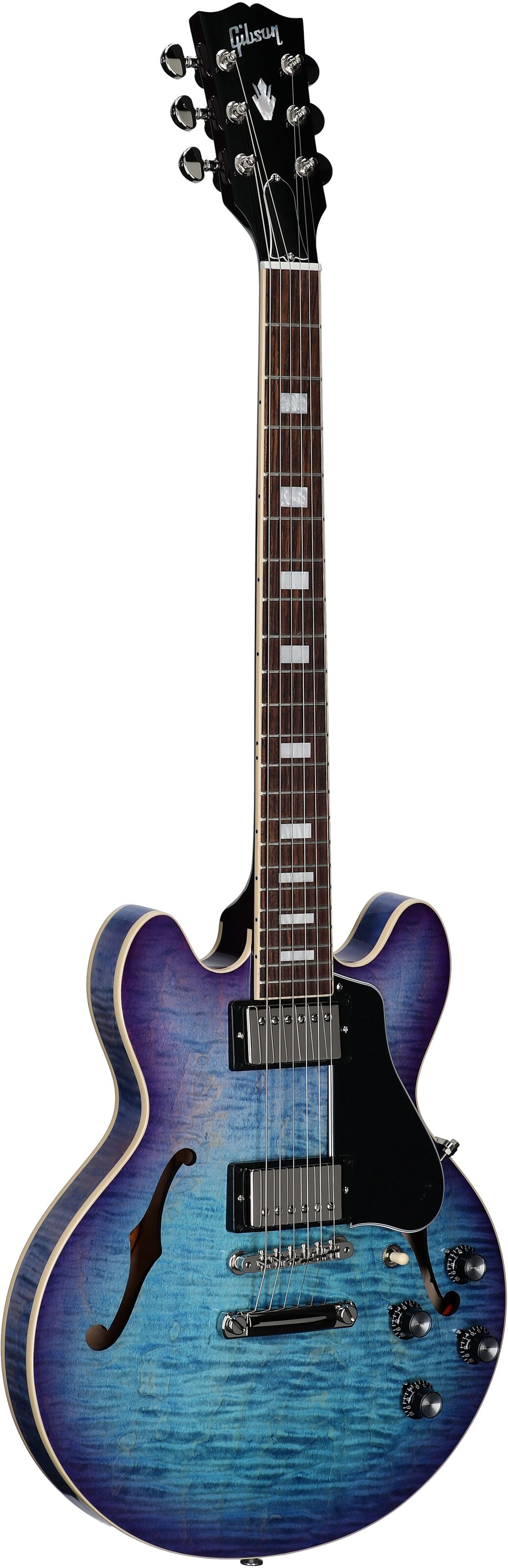 Gibson ES-339 Figured Electric Guitar (with Case), Blueberry Burst, Serial Number 227840310, Body Left Front