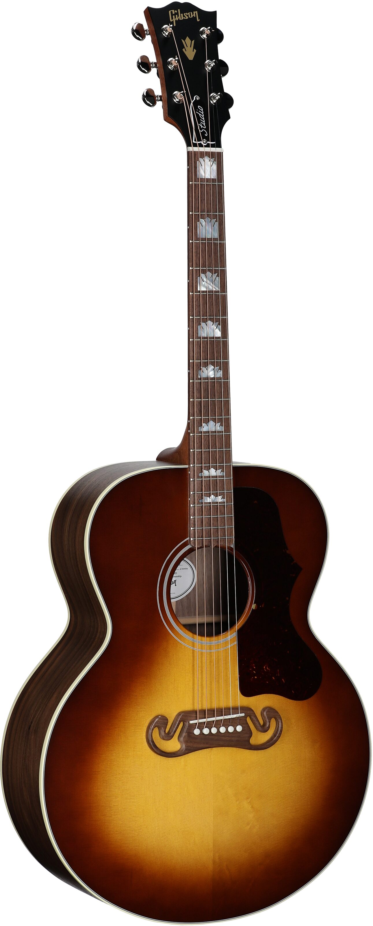 Gibson SJ-200 Studio Walnut Jumbo Acoustic-Electric Guitar (with Case), Walnut Burst, Serial Number 23554140, Body Left Front