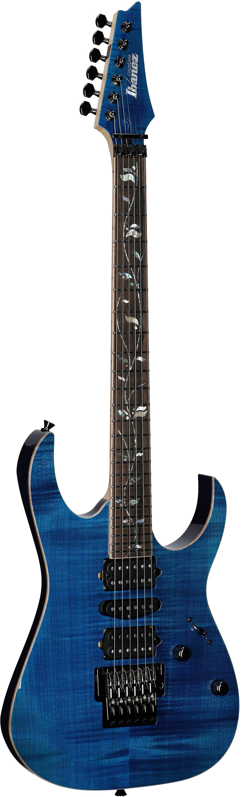 Ibanez RG8570 J Custom Electric Guitar (with Case), Royal Blue Sapphire, Serial Number 210006F2412589, Body Left Front