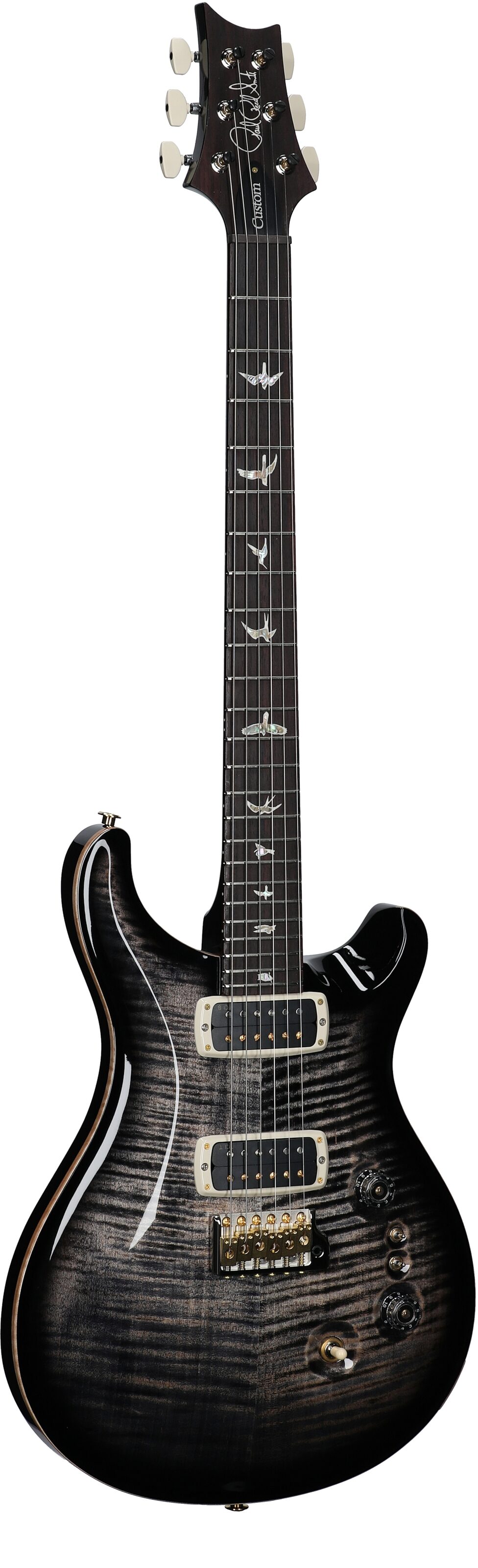 PRS Paul Reed Smith Custom 24-08 10-Top Pattern Thin Electric Guitar (with Case), Charcoal Burst, Serial Number 0399118, Body Left Front