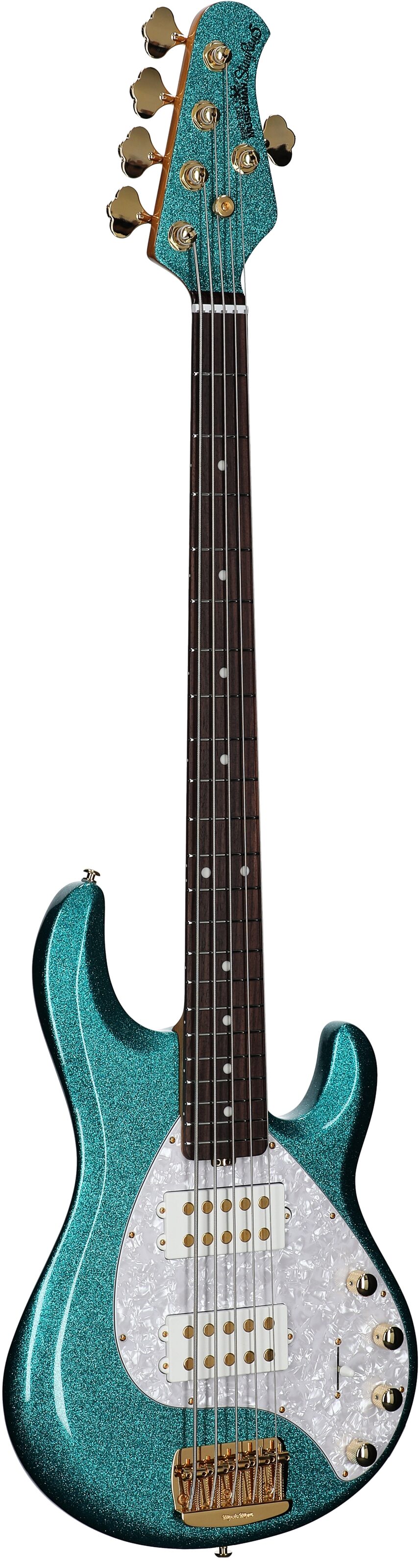 Ernie Ball Music Man StingRay 5 Special HH Electric Bass (with Case), Ocean Sparkle, Serial Number K06442, Body Left Front