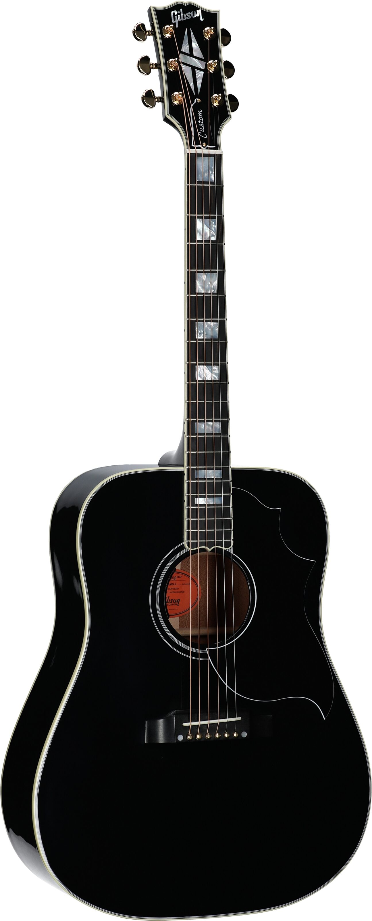 Gibson Hummingbird Custom Acoustic-Electric Guitar (with Case), Ebony, Serial Number 20304013, Body Left Front