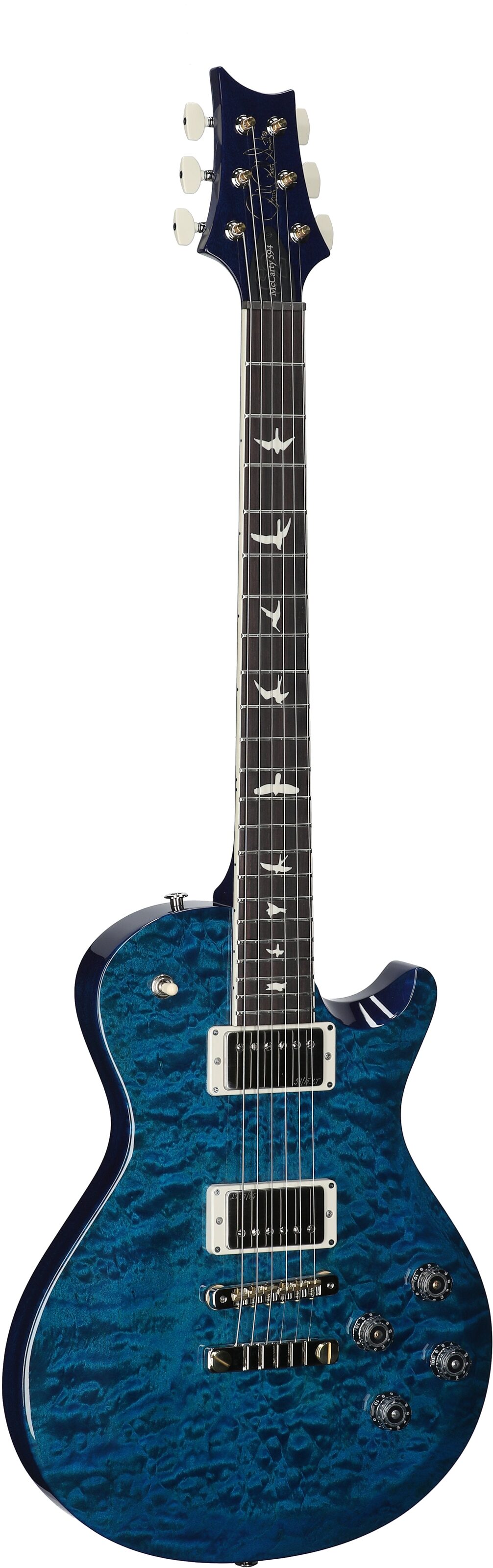 PRS Paul Reed Smith S2 McCarty 594 Singlecut Quilt Electric Guitar (with Gig Bag), Blue Matteo, Serial Number S2080087, Body Left Front