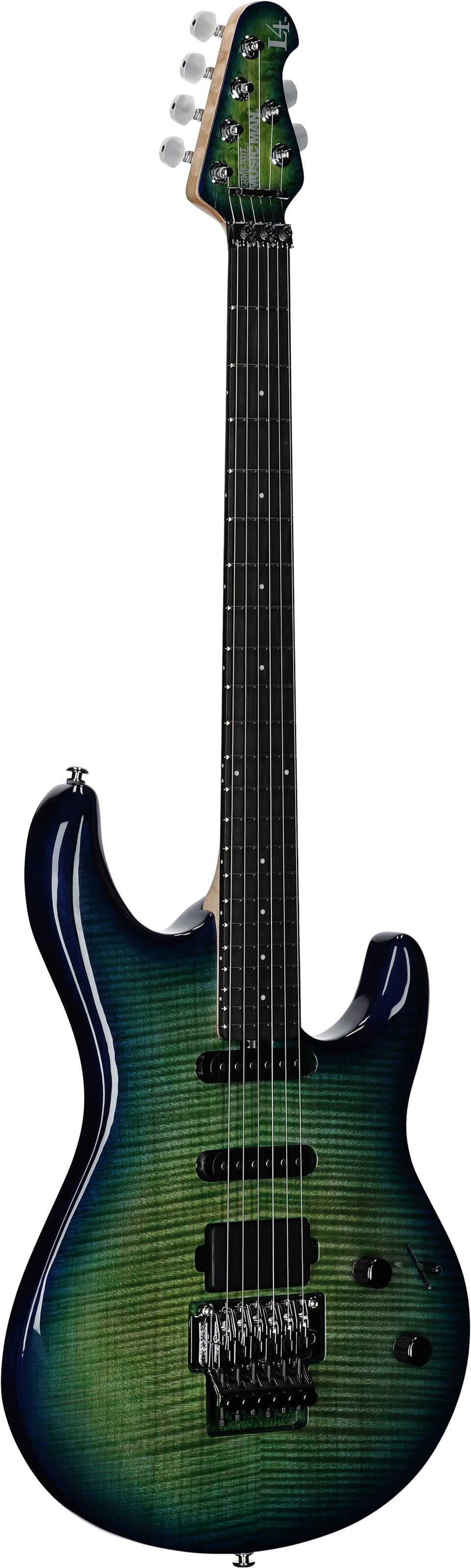 Ernie Ball Music Man BFR Luke 4 HSS Electric Guitar, Green Tide, Serial Number D01346, Body Left Front