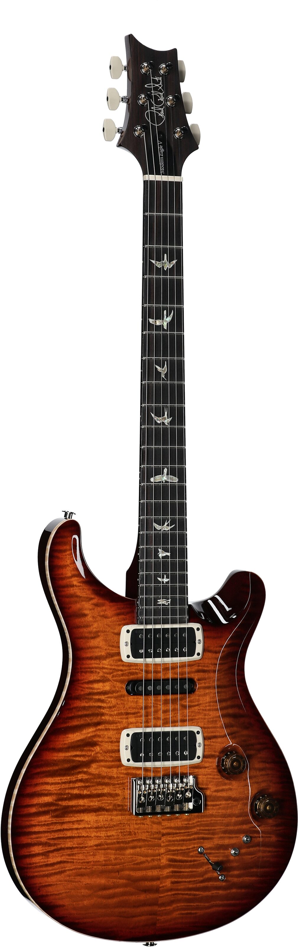 PRS Paul Reed Smith Modern Eagle V Electric Guitar (with Case), Dark Cherry Sunburst, Serial Number 0401371, Body Left Front