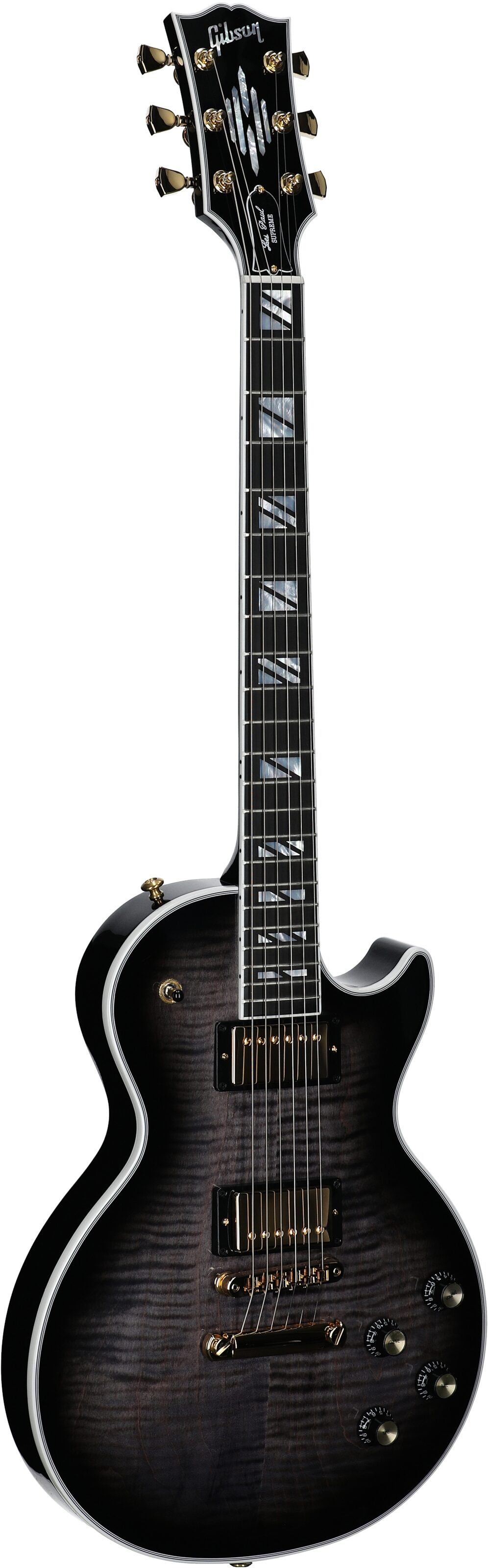 Gibson Les Paul Supreme AAA Figured Electric Guitar (with Case), Transparent Ebony Burst, Serial Number 232640206, Body Left Front