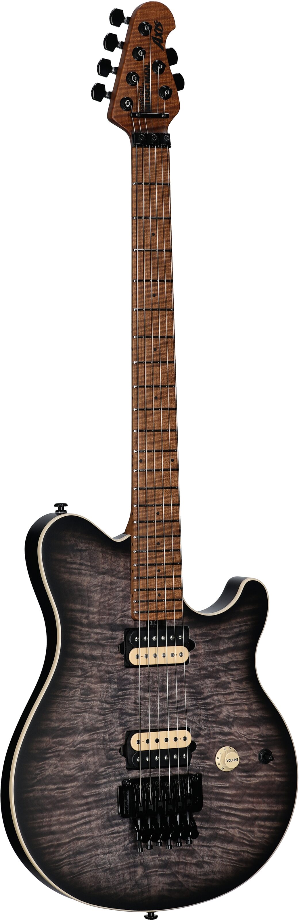 Ernie Ball Music Man Axis Electric Guitar (with Mono Gig Bag), Charcoal Cloud Quilt, with Mono Gig Bag, Serial Number H06732, Body Left Front