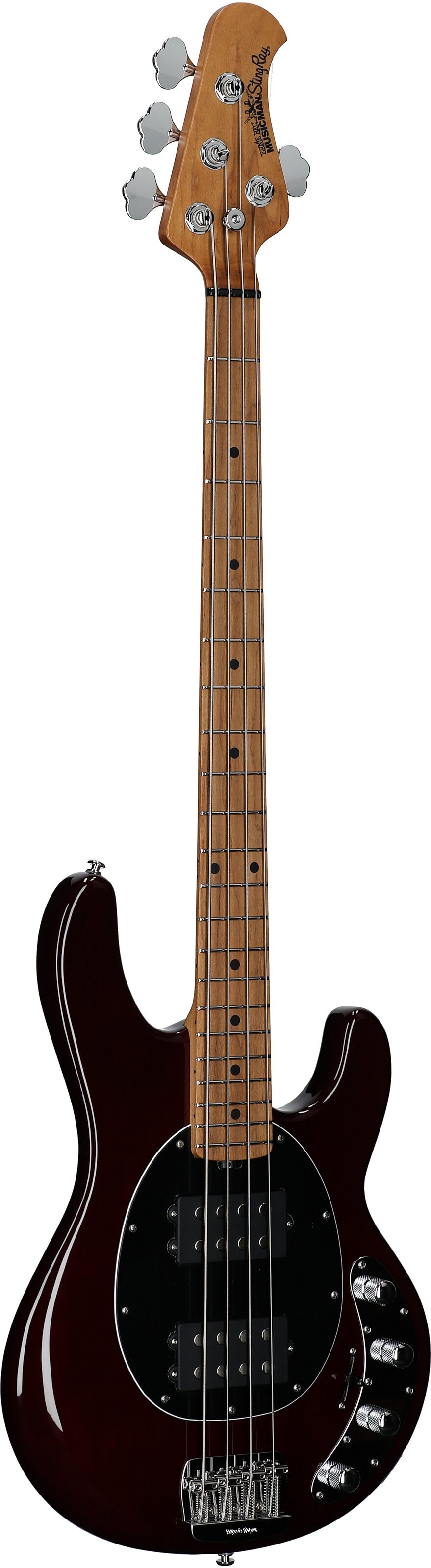 Ernie Ball Music Man StingRay Special HH Electric Bass (with Case), Oxblood, Serial Number K06519, Body Left Front