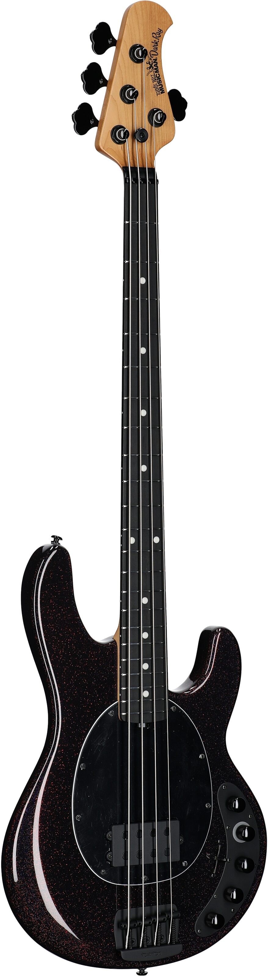 Ernie Ball Music Man DarkRay Electric Bass (with Mono Soft Case), Dark Rainbow, Serial Number S12002, Body Left Front