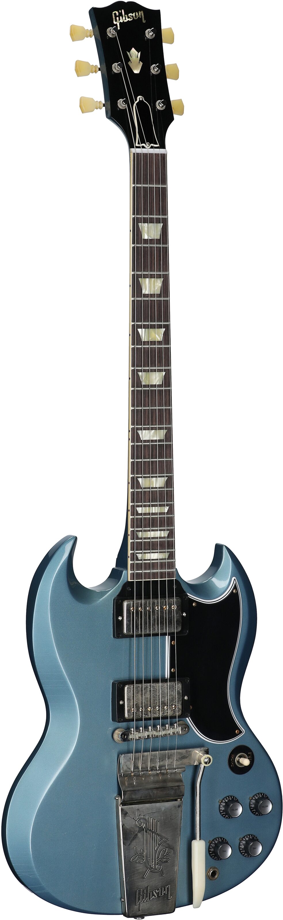 Gibson Custom 1964 SG Maestro Murphy Lab Ultra Light Age (with Case), Pelham Blue, Serial Number 501144, Body Left Front