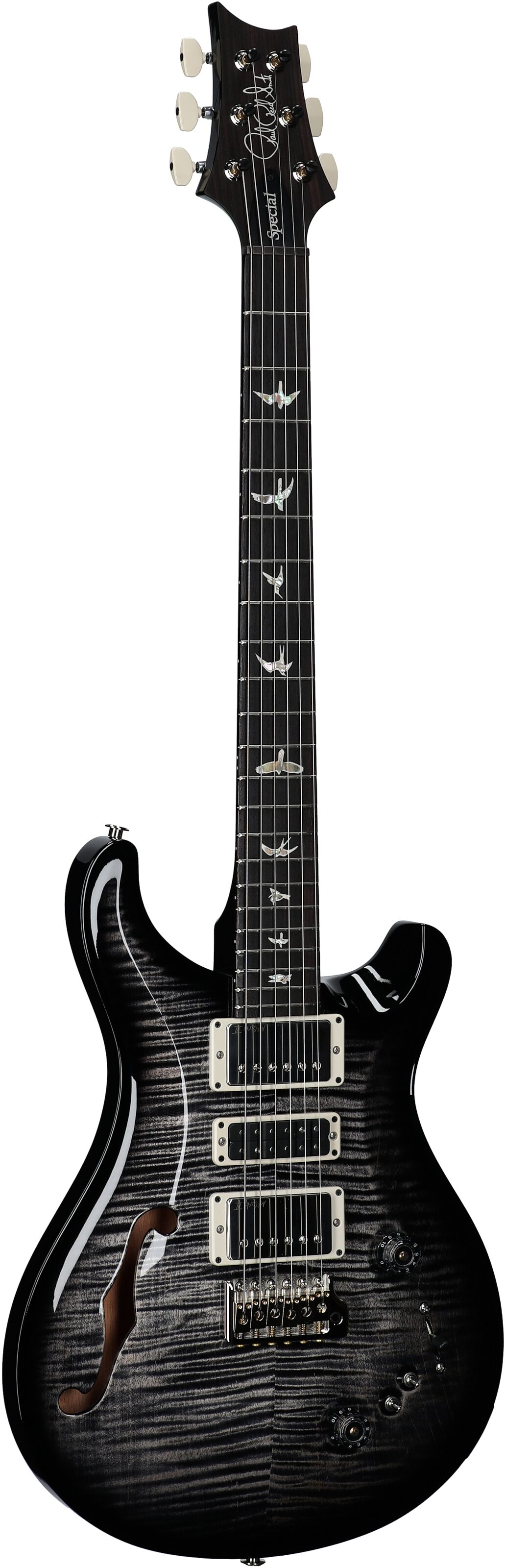 PRS Paul Reed Smith Special Semi-Hollowbody Electric Guitar (with Case), Charcoal Wraparound Smoke, Serial Number 0401994, Body Left Front