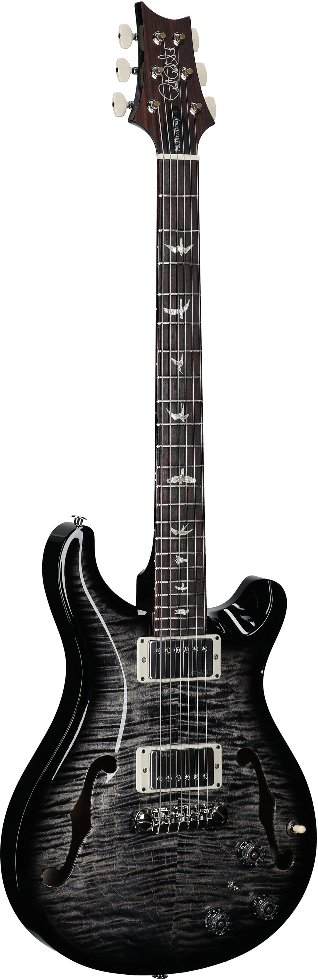 PRS Paul Reed Smith Hollowbody II Piezo Electric Guitar (with Case), Wraparound Smoke, Serial Number 0390897, Body Left Front
