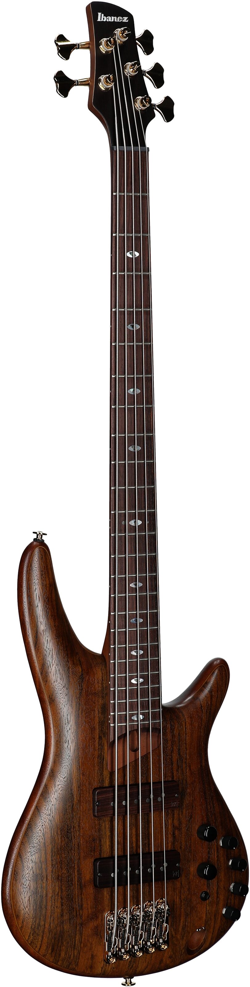 Ibanez SR5505 Prestige Electric Bass, 5-String (with Case), Mocha Flat, Serial Number 210001F2500896, Body Left Front