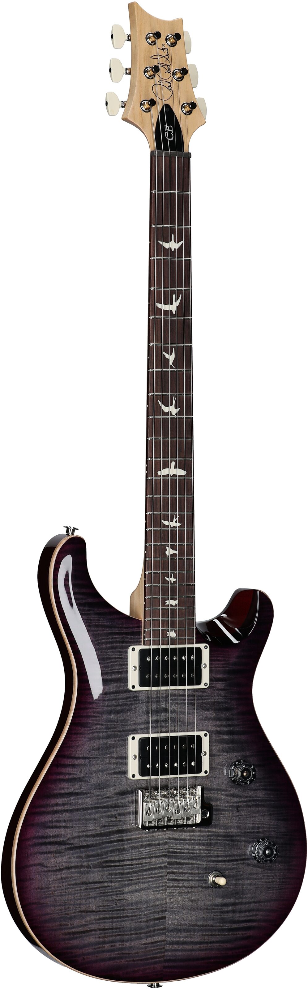 PRS Paul Reed Smith CE24 Electric Guitar (with Gig Bag), Faded Gray Black Purple Burst, Serial Number 0402518, Body Left Front