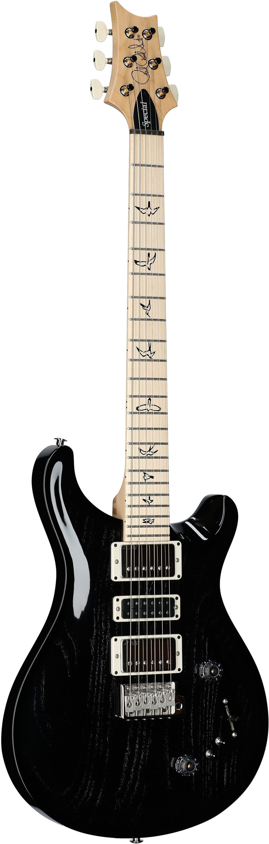 PRS Paul Reed Smith Swamp Ash Special Maple Electric Guitar (with Gig Bag), Black Doghair, Serial Number 0404781, Body Left Front