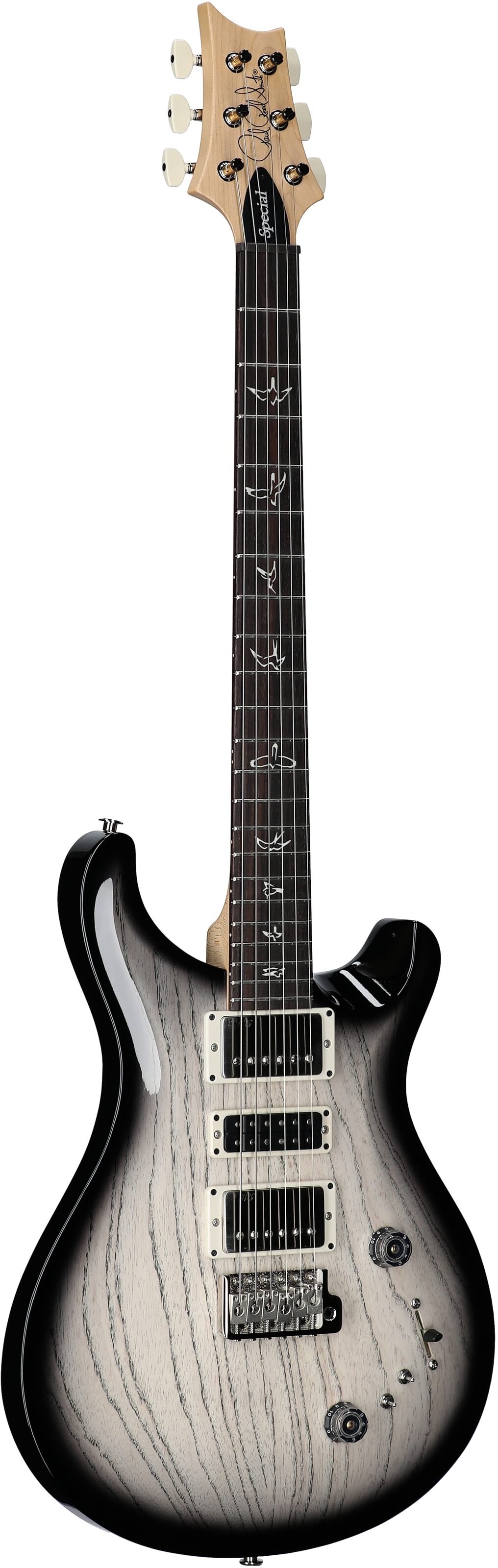 PRS Paul Reed Smith Swamp Ash Special Electric Guitar, with Rosewood Fingerboard (with Gig Bag), White Doghair Smokeburst, Serial Number 0405325, Body Left Front