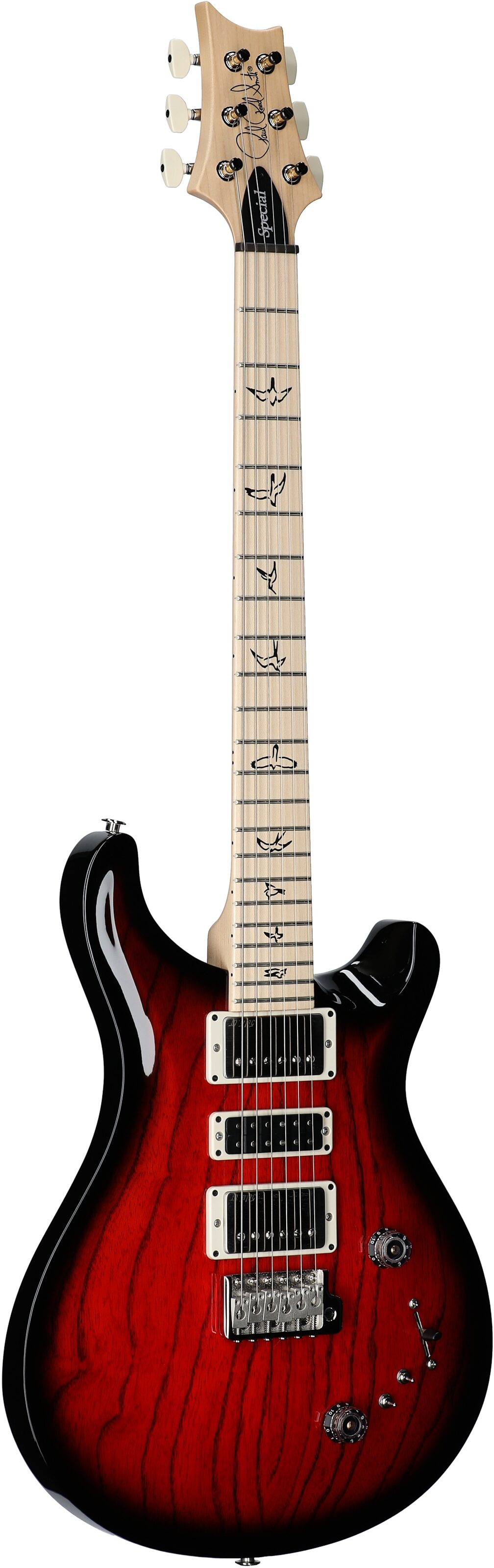 PRS Paul Reed Smith Swamp Ash Special Maple Electric Guitar (with Gig Bag), Scarlet Smokeburst, Serial Number 0404067, Body Left Front