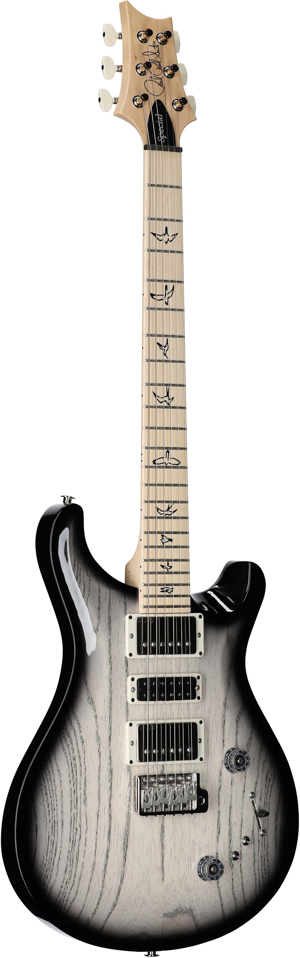 PRS Paul Reed Smith Swamp Ash Special Maple Electric Guitar (with Gig Bag), White Doghair, Serial Number 0404728, Body Left Front