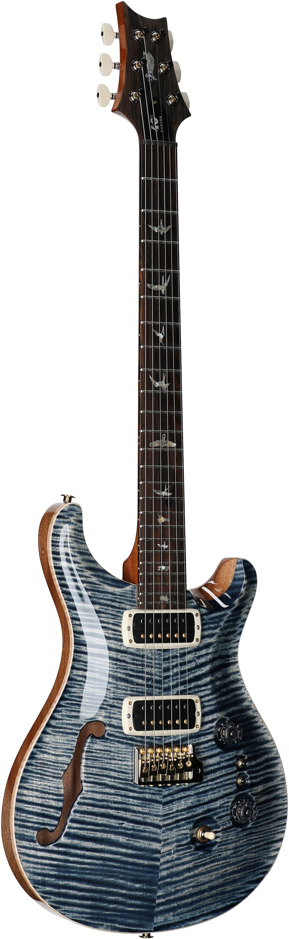PRS Paul Reed Smith 40th Anniversary Custom 24-08 Semi-Hollow Limited Edition Electric Guitar, Faded Whale Blue, Serial Number 0402705, Body Left Front