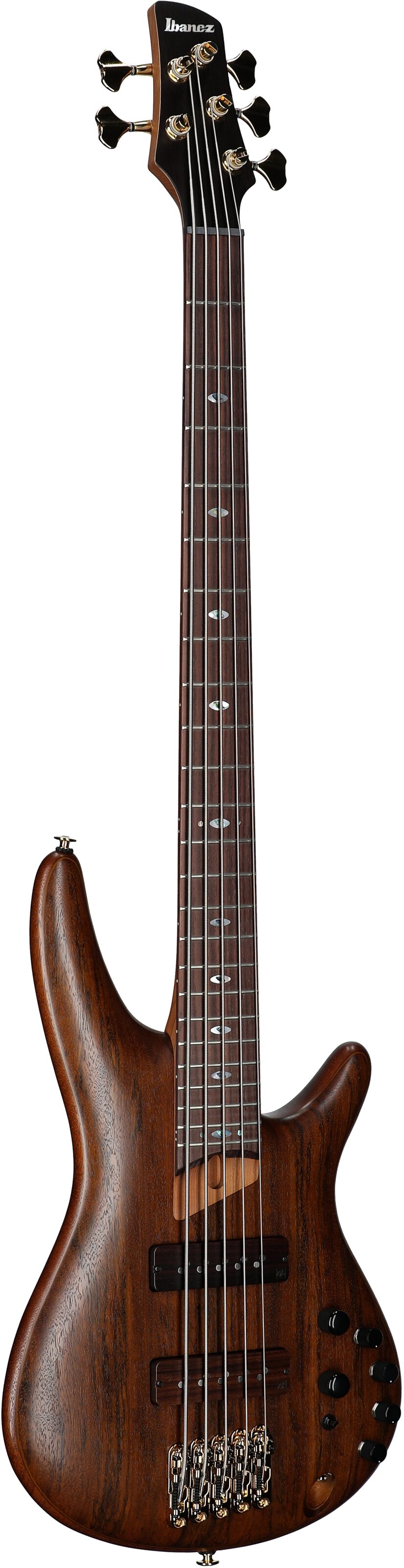 Ibanez SR5505 Prestige Electric Bass, 5-String (with Case), Mocha Flat, Serial Number 210001F2500347, Body Left Front