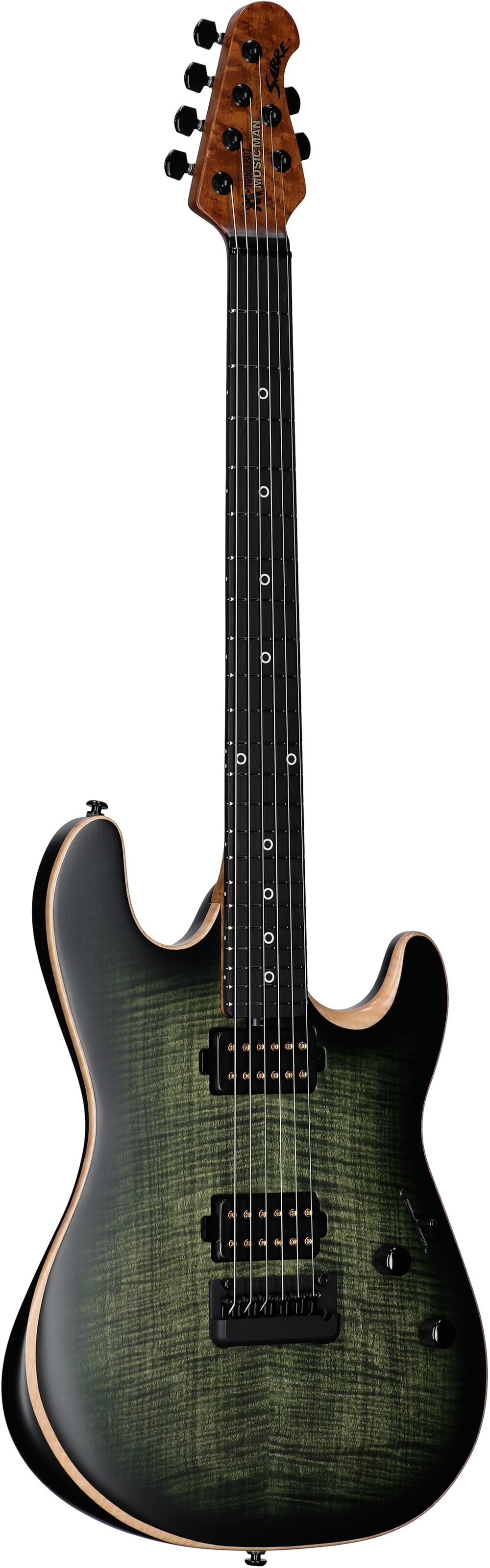 Ernie Ball Music Man Rabea Massaad Sabre Electric Guitar (with Case), Emerald Hill Burst, Serial Number S11996, Body Left Front