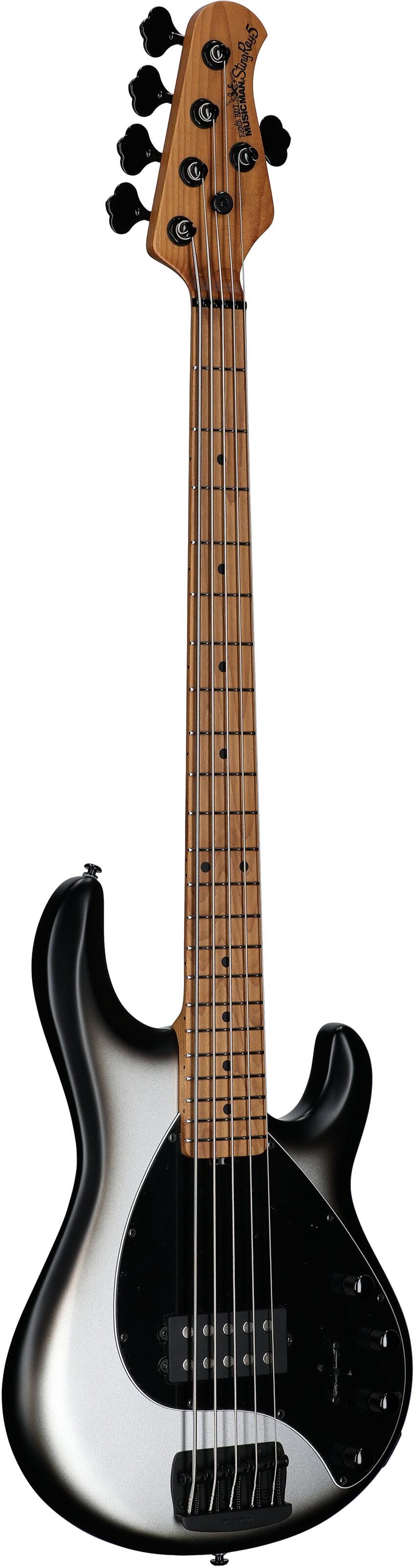 Ernie Ball Music Man StingRay 5 Special Electric Bass, 5-String (with Case), Black Rock, Serial Number K06527, Body Left Front