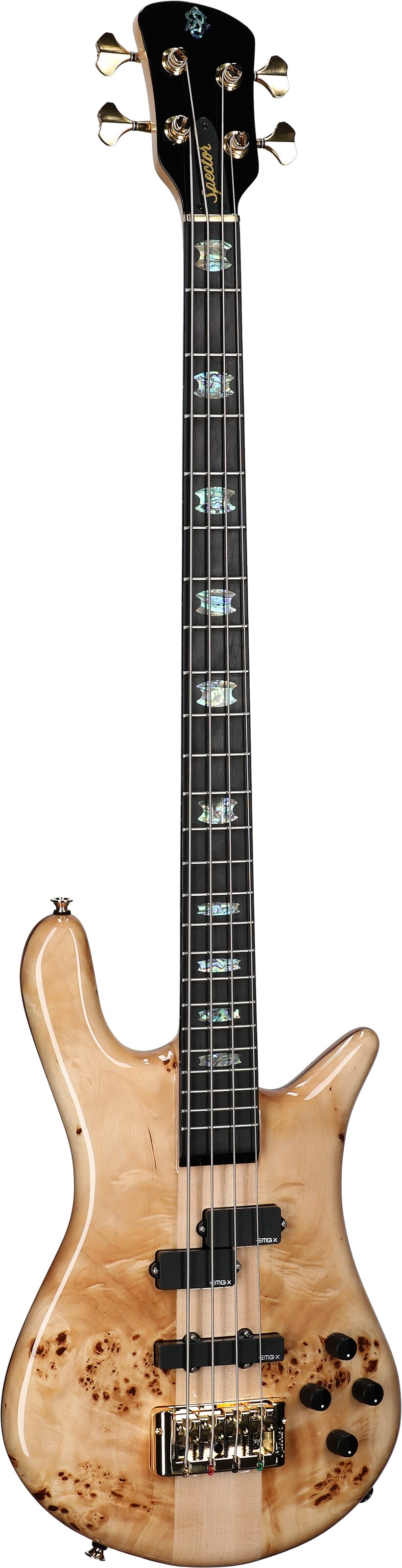 Spector Euro 4 Custom Electric Bass (with Gig Bag), Natural Gloss, Serial Number 21211nb22745, Body Left Front