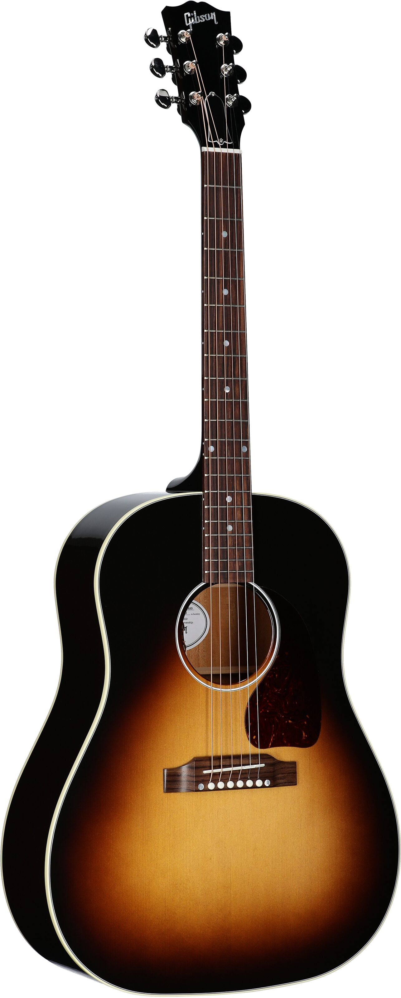 Gibson J-45 Standard Acoustic-Electric Guitar (with Case), Vintage Sunburst, Serial Number 20865160, Body Left Front