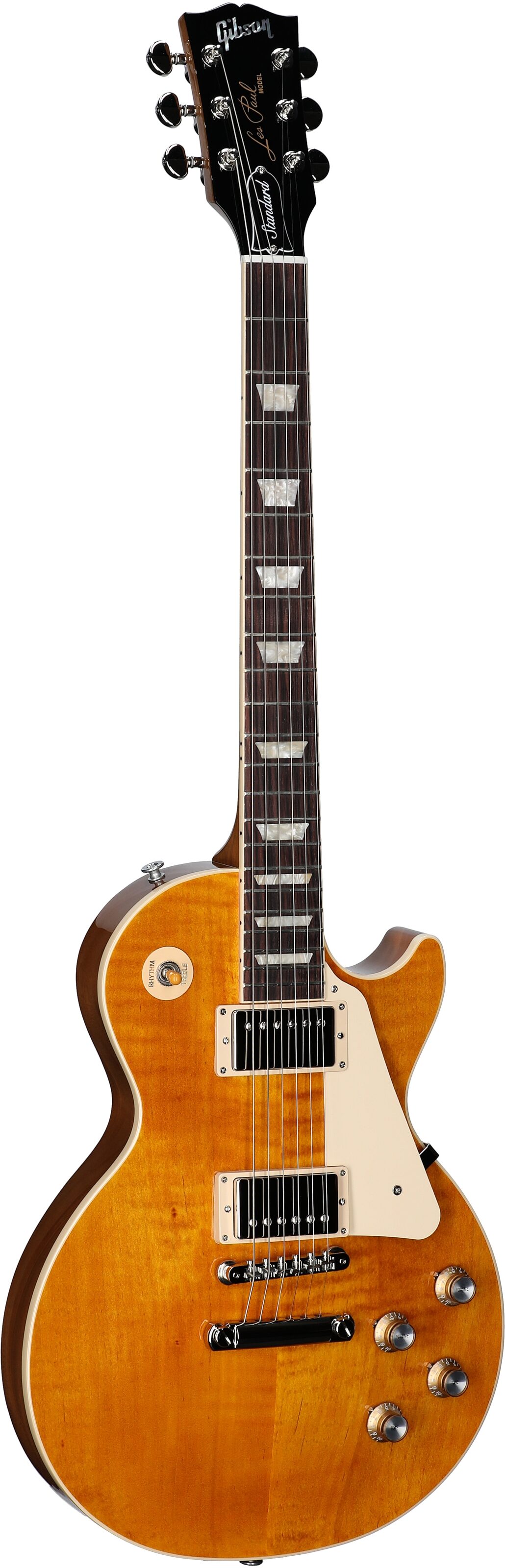 Gibson Les Paul Standard 60s Custom Color Electric Guitar, Figured Top (with Case), Honey Amber, Serial Number 205350081, Body Left Front