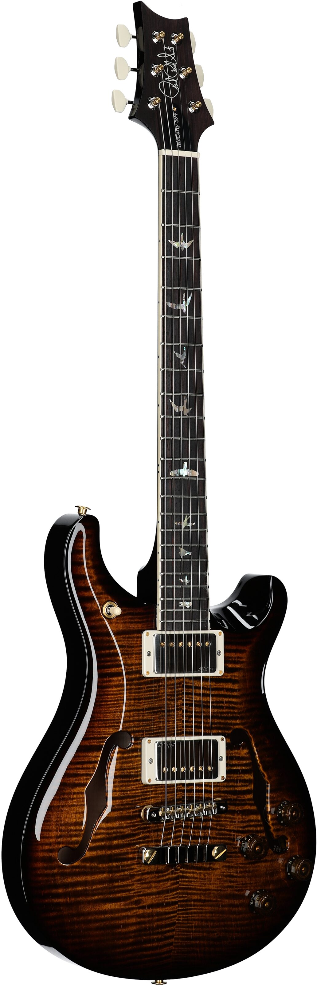 PRS Paul Reed Smith McCarty 594 Hollowbody II 10-Top Electric Guitar (with Case), Black Gold Burst, Serial Number 0388960, Body Left Front