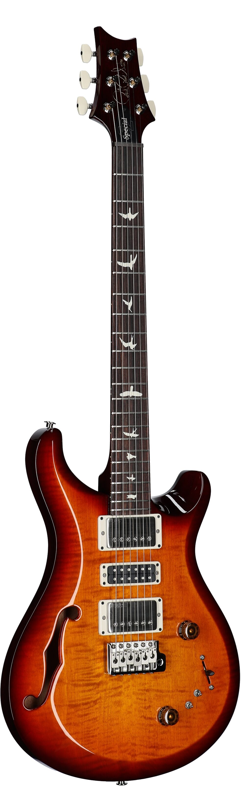 PRS Paul Reed Smith S2 Special Semi-Hollow Electric Guitar (with Gig Bag), Dark Cherry Sunburst, Serial Number S2080898, Body Left Front