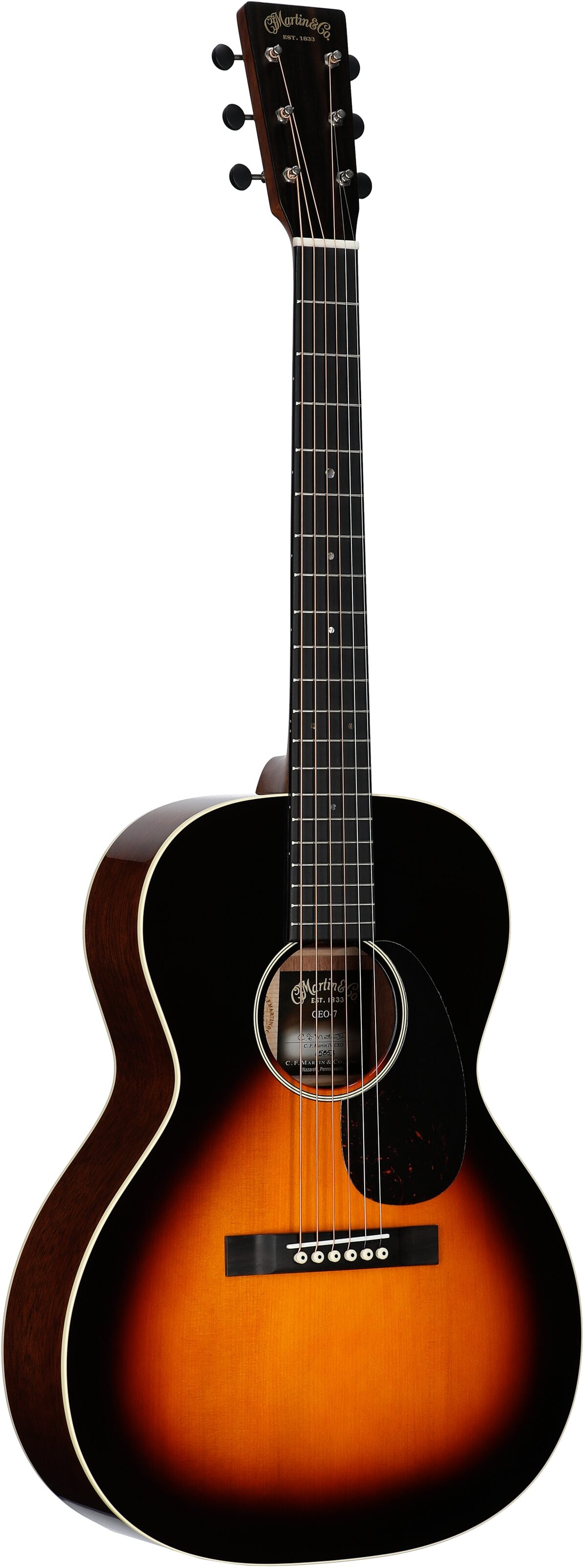 Martin CEO7 Sloped Shoulder 00 14-Fret Acoustic Guitar (with Case), Autumn Sunset Burst, Serial Number M2955122, Body Left Front