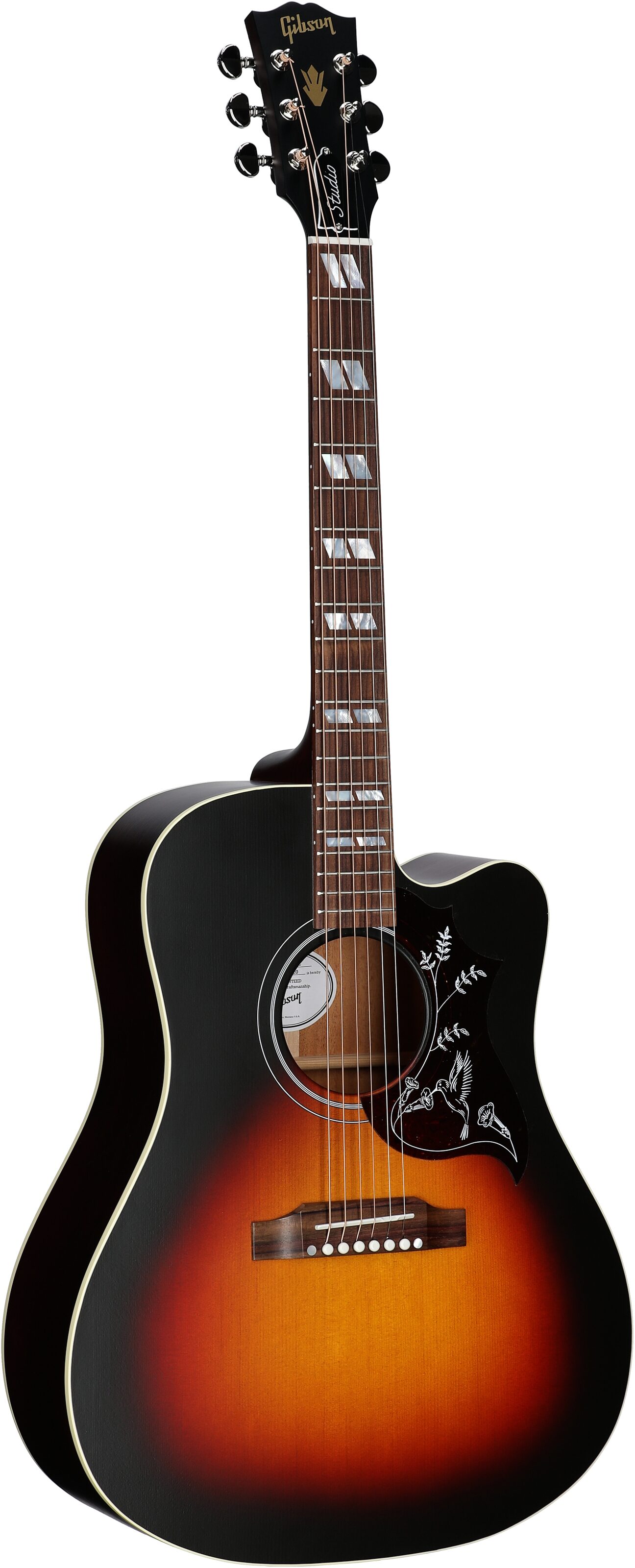 Gibson Hummingbird Studio EC Acoustic-Electric Guitar (with Case), Tri-Burst Satin, Serial Number 21145020, Body Left Front