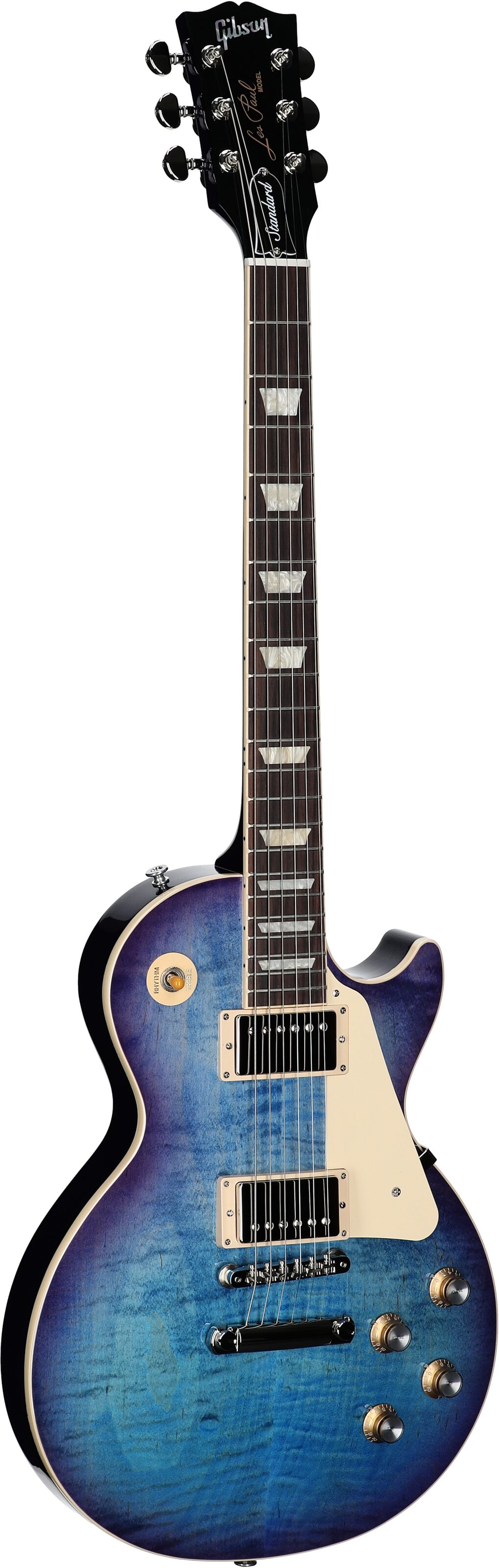 Gibson Les Paul Standard 60s Custom Color Electric Guitar, Figured Top (with Case), Blueberry Burst, Serial Number 212850241, Body Left Front