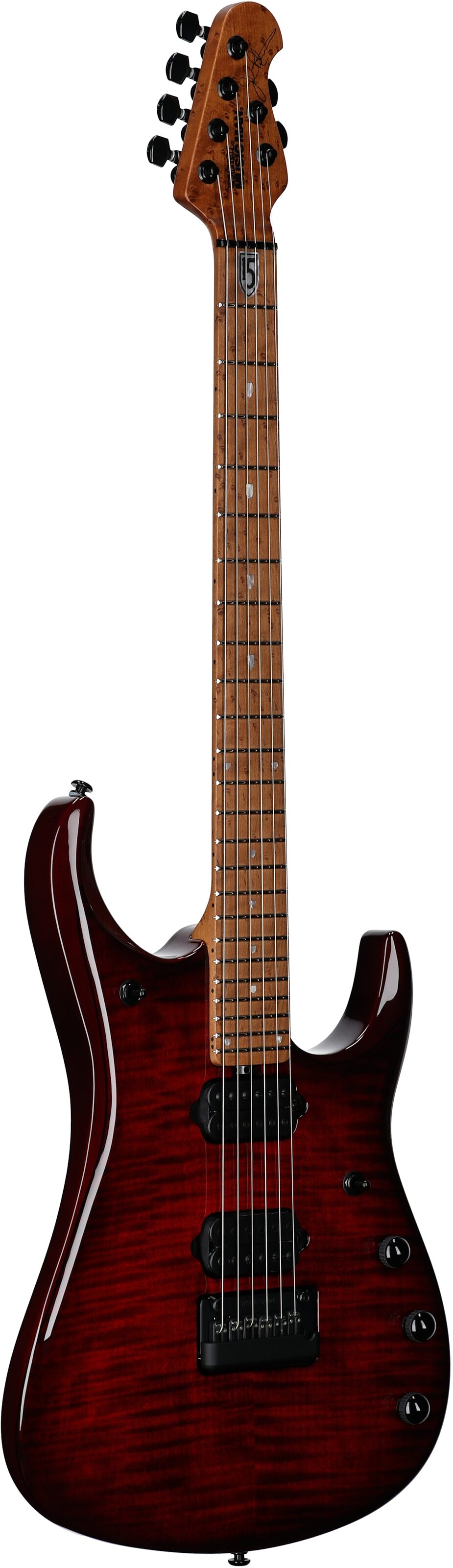 Ernie Ball Music Man John Petrucci JP15 Electric Guitar (with Case), Red Tide Flame, Serial Number H06776, Body Left Front