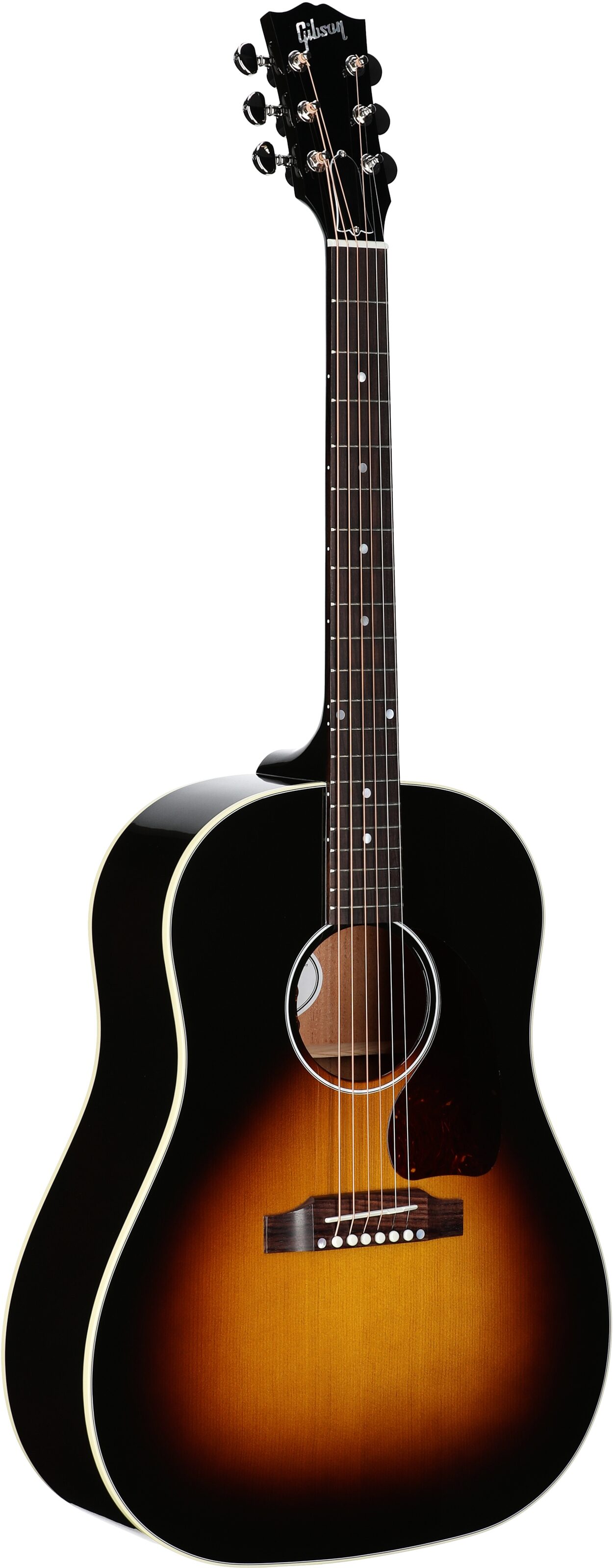 Gibson J-45 Standard Acoustic-Electric Guitar (with Case), Vintage Sunburst, Serial Number 21295106, Body Left Front