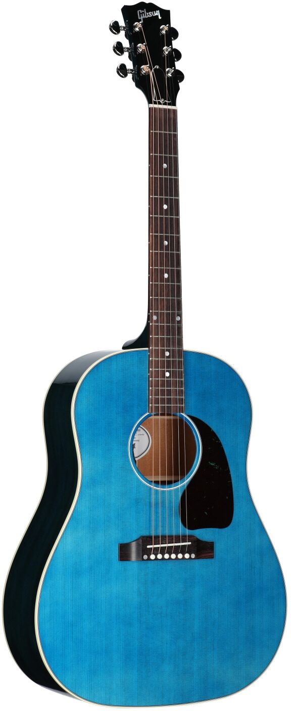 Gibson Limited Edition J-45 Standard Acoustic-Electric Guitar (with Case), Bluebonnet, Serial Number 23384032, Body Left Front