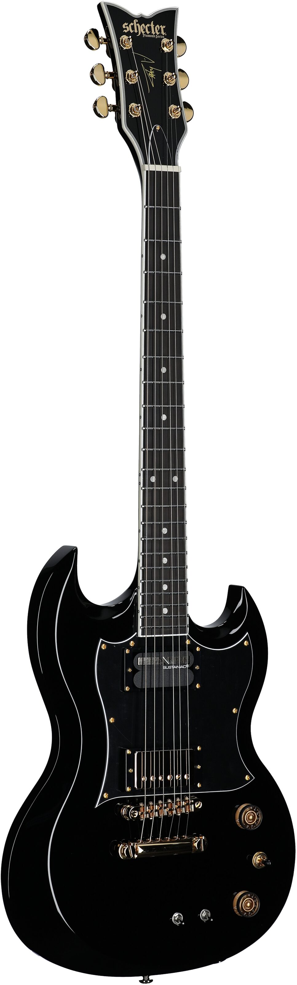 Schecter ZV-H6LLYW66D-S Zacky Vengeance Electric Guitar, Gloss Black, Body Left Front