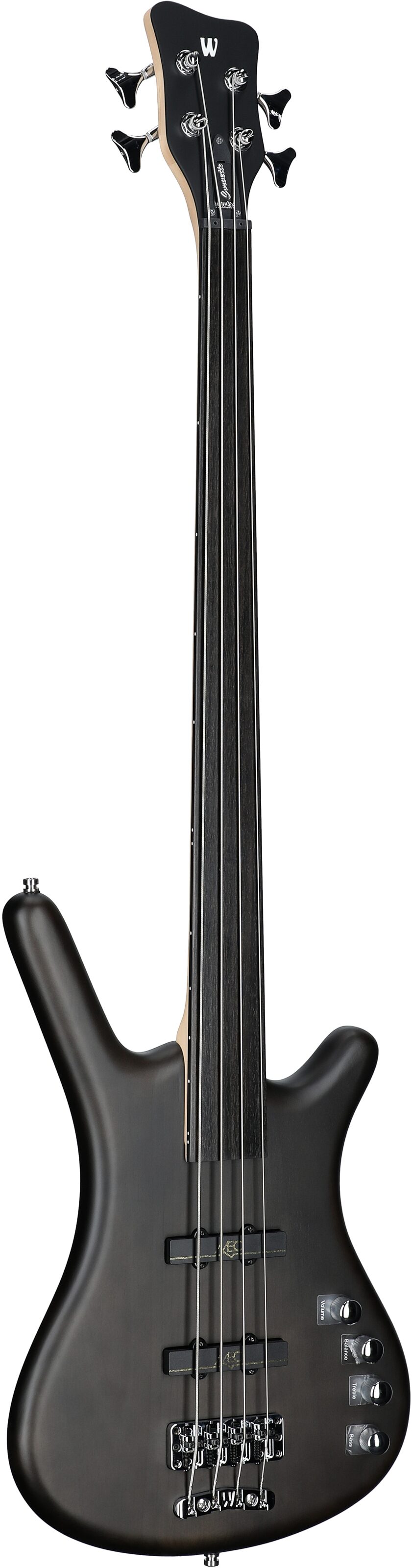 Warwick RockBass Corvette Basic 4 Fretless Electric Bass, Black, Body Left Front