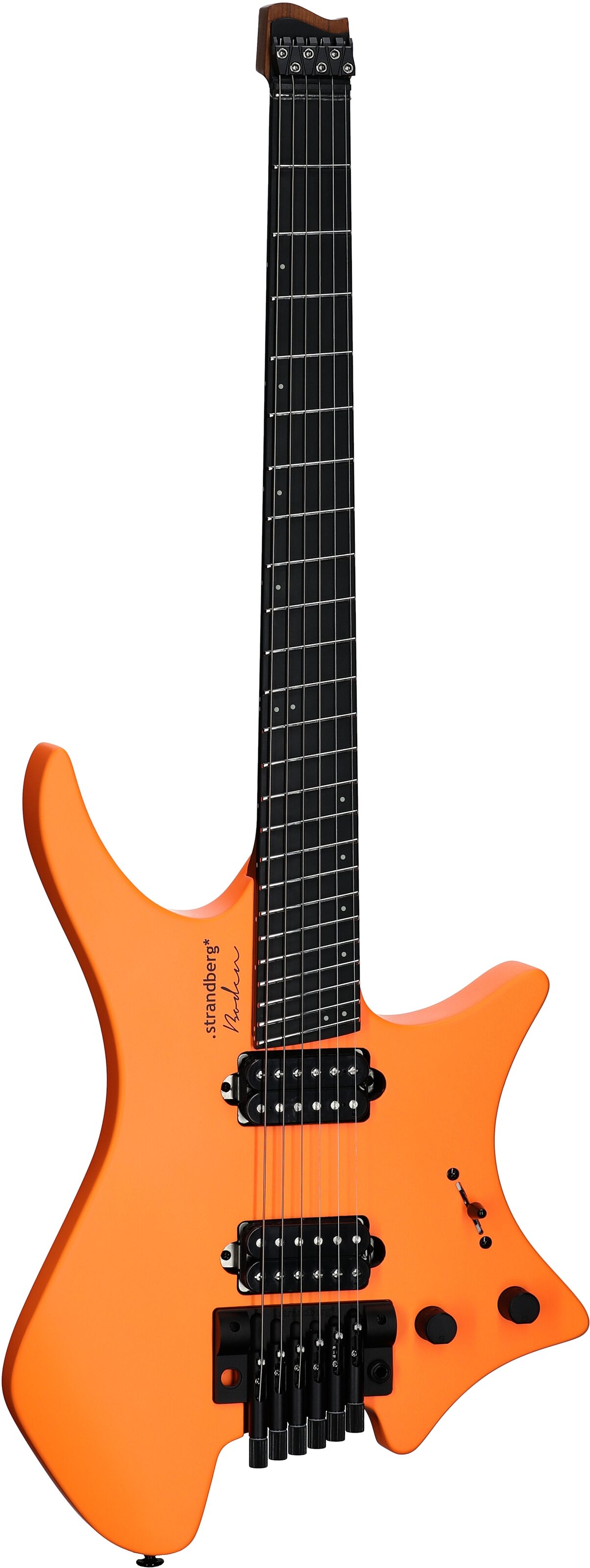 Strandberg Boden Standard NX 6 Tremolo Electric Guitar (with Gig Bag), Neon Orange, Body Left Front
