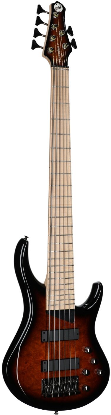 MTD Kingston Z6MP Electric Bass, 6-String (with Maple Fingerboard), Tobacco Sunburst, Body Left Front