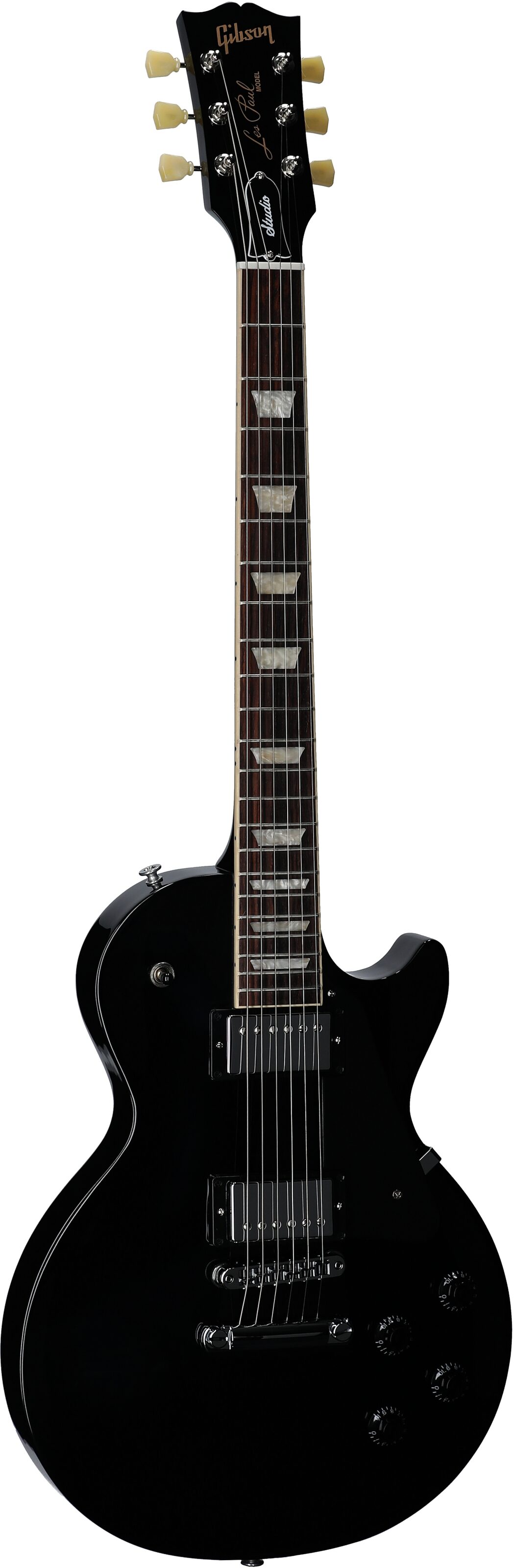 Gibson Les Paul Studio Electric Guitar (with Soft Case), Ebony, Body Left Front