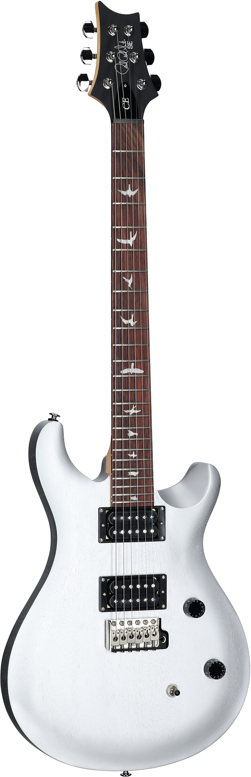 PRS Paul Reed Smith SE CE24 Standard Satin Electric Guitar (with Gig Bag), Metallic Silver, Body Left Front