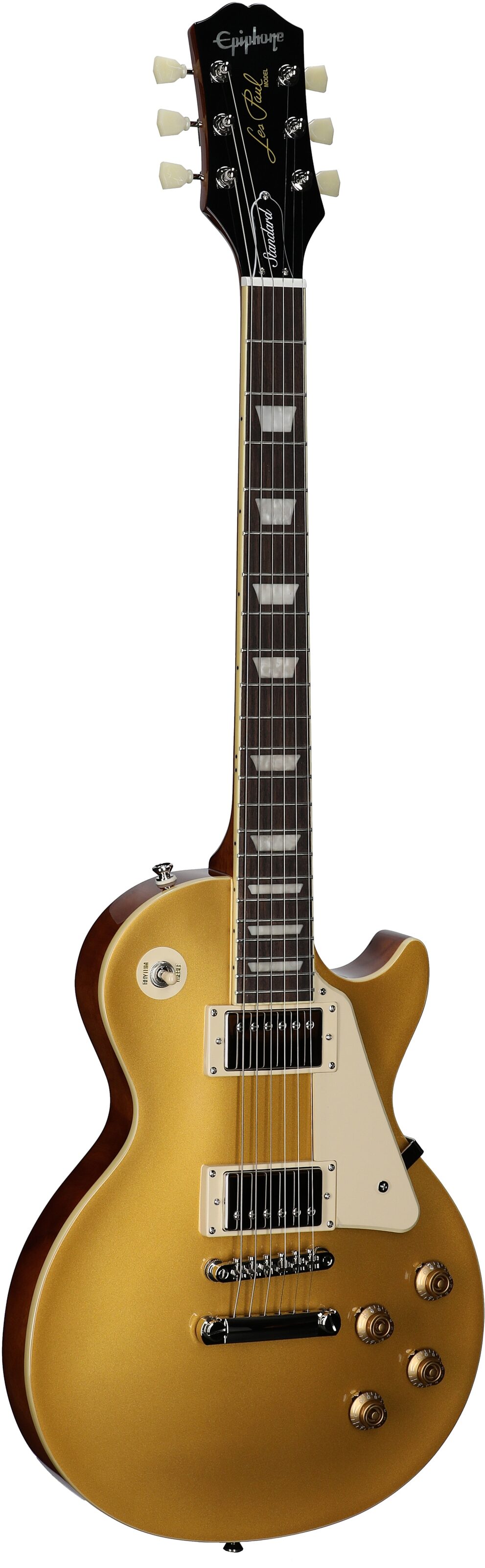 Epiphone Inspired by Gibson Les Paul Standard '50s Electric Guitar (with Gig Bag), Gold Top, Body Left Front